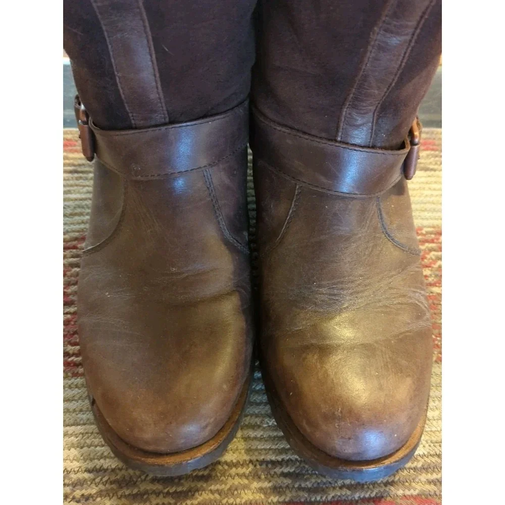 Australia Luxe Easy Rider Boots 11‎ M Brown Genuine Sheepskin Shearling EasyMoc